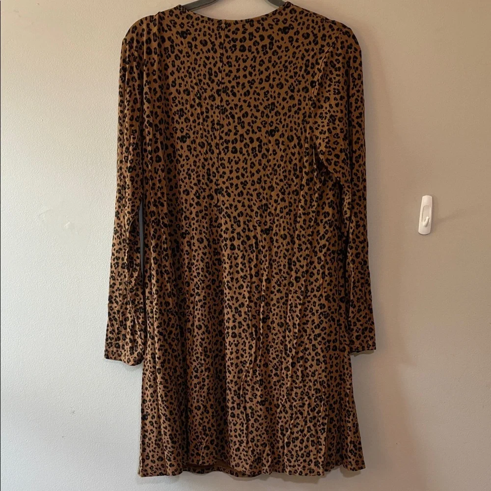 Old Navy Brown and Black Animal print Long Sleeve Dress - Picture 3 of 4